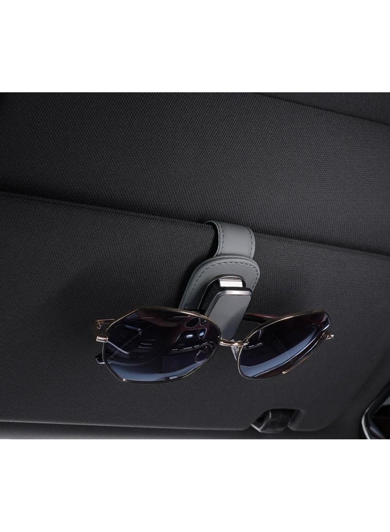 Sunglass Holder for Car, Leather Sunglasses Holder and Ticket Card Clip, Car Visor Accessories - Image 1