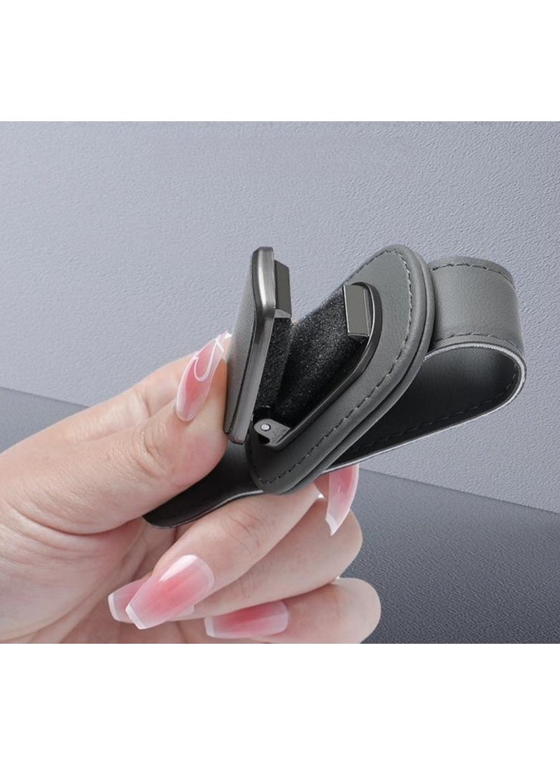 Sunglass Holder for Car, Leather Sunglasses Holder and Ticket Card Clip, Car Visor Accessories - Image 4