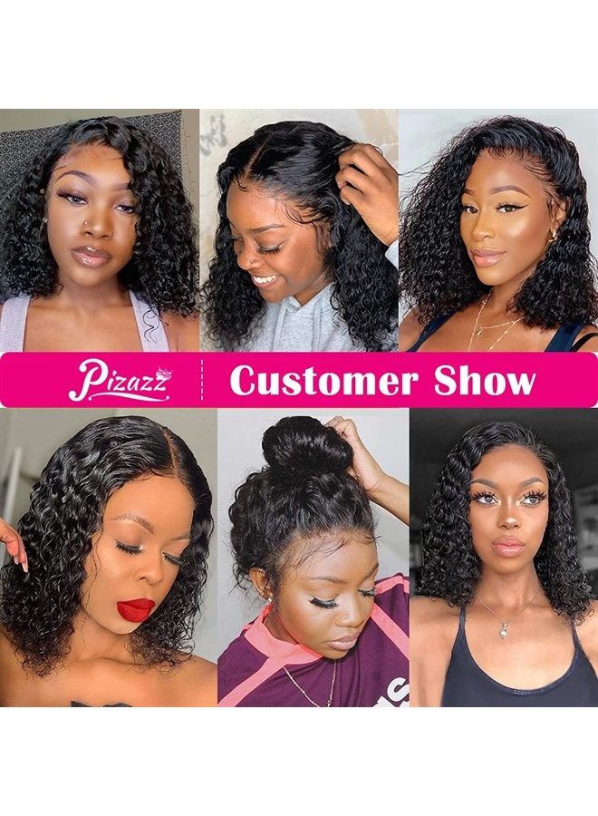 Pizazz Deep Wave Lace Front Wigs Human Hair 180 Density Brazilian Human Hair Wigs with Baby Hair Pre Plucked Natural Hairline(16 Inch, Black color) - Image 5