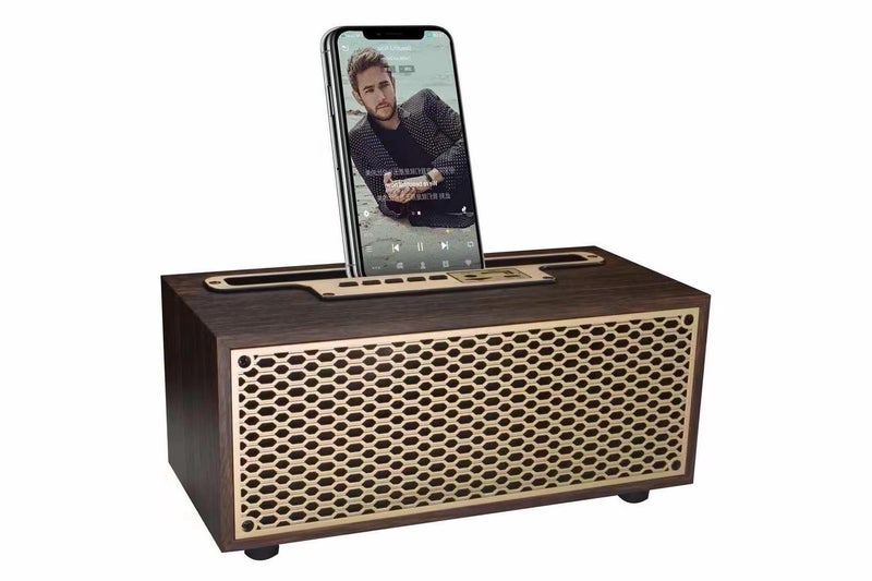 XM-5 new wireless Bluetooth speaker large volume desktop wooden retro radio mini portable small stereo XM-5H ￥Black Wood - Image 1