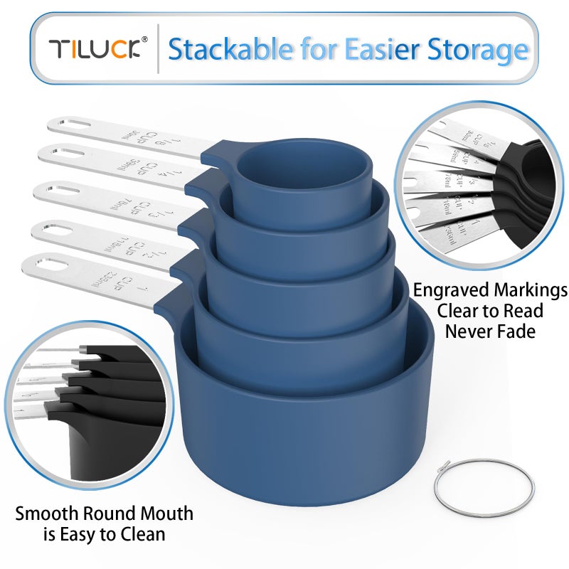TILUCK Measuring Cups & Spoons Set, Stackable Cups and Spoons, Nesting Measure Cups with Stainless Steel Handle, Kitchen Gadgets for Cooking & Baking (Blue) - Image 4