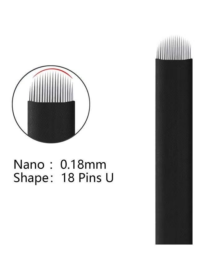 10 Pieces Disposable 0.18mm Microblading Blade Fine Needles Permanent Makeup Curve Brow Manual Eyebrow Embroidery Tattoo Microblade Needle - U 18 Pins Shape - Image 3