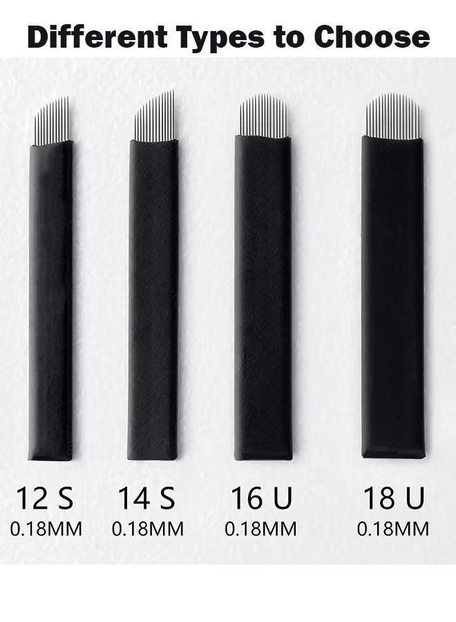 10 Pieces Disposable 0.18mm Microblading Blade Fine Needles Permanent Makeup Curve Brow Manual Eyebrow Embroidery Tattoo Microblade Needle - U 18 Pins Shape - Image 5