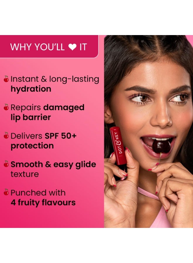 Dot & Key Barrier Repair Hydrating Lip Balm SPF 50 | Cherry Crimson | Repairs Damaged Lip Barrier | High Tinted | 4.5 gm - Image 3