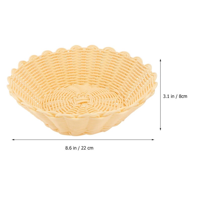 Round Woven Bread Basket Set Of 2 Imitation Rattan Storage For Kitchen Dining - Image 3