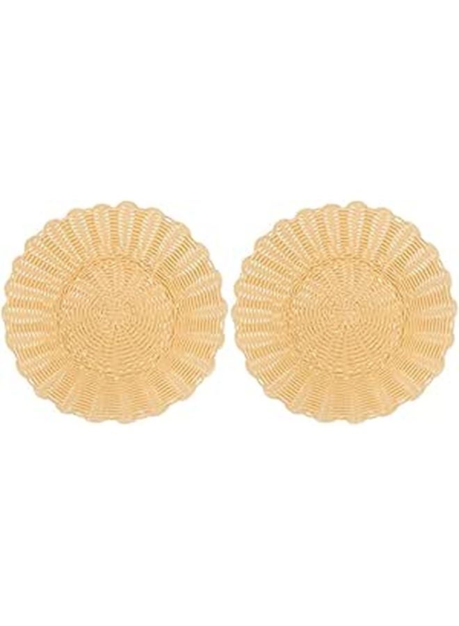 Round Woven Bread Basket Set Of 2 Imitation Rattan Storage For Kitchen Dining - Image 1