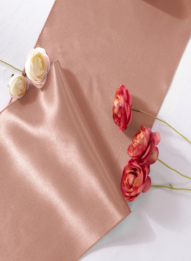MILVOWOC 5 Pack Rose Gold Satin Table Runners, 12 x 108 Inch Bright Satin Silk Table Runner Smooth Fabric Decorative Table Runner for Wedding Banquet Party Birthday Graduation - Image 3