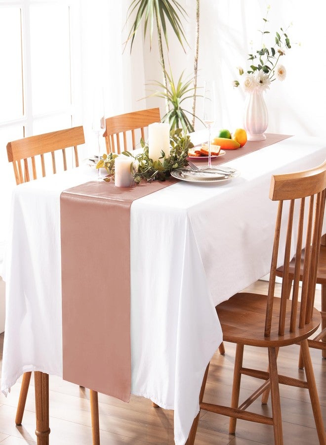 MILVOWOC 5 Pack Rose Gold Satin Table Runners, 12 x 108 Inch Bright Satin Silk Table Runner Smooth Fabric Decorative Table Runner for Wedding Banquet Party Birthday Graduation - Image 5