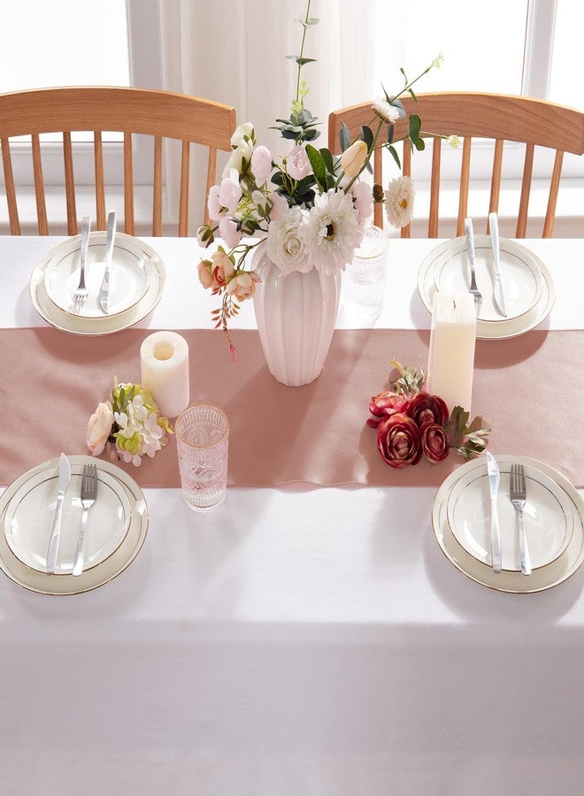 MILVOWOC 5 Pack Rose Gold Satin Table Runners, 12 x 108 Inch Bright Satin Silk Table Runner Smooth Fabric Decorative Table Runner for Wedding Banquet Party Birthday Graduation - Image 4