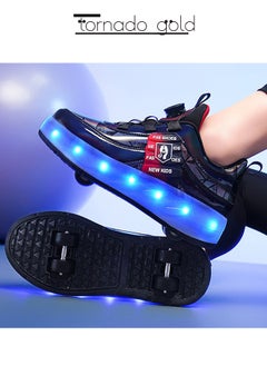 تورنيدو جولد أحذية رياضية لامعة بأربع عجلات LED فلاش مع عجلات ونعال لايتنينج لأحذية الأطفال  - Image 4