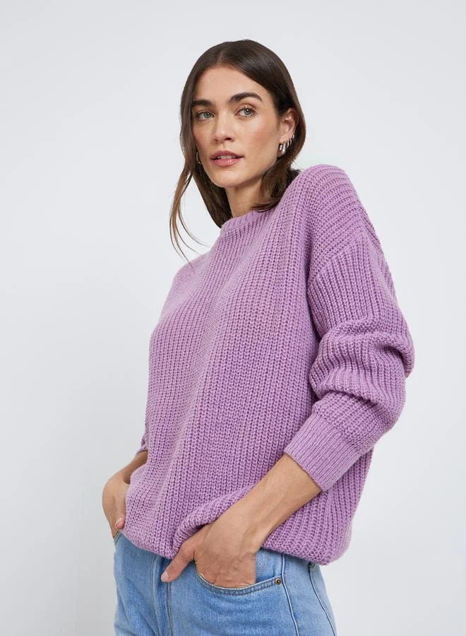 Styli Women Lilac Oversize Knitted Sweater