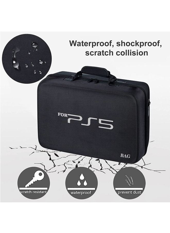 Captaintech Travel Case Bag for PS5 Shockproof Hard Shell Luxury Waterproof shoulder bag for Playstation 5 Console Digital EVA Storage Organizer for Controllers Cables and Other Accessories Black - Image 3