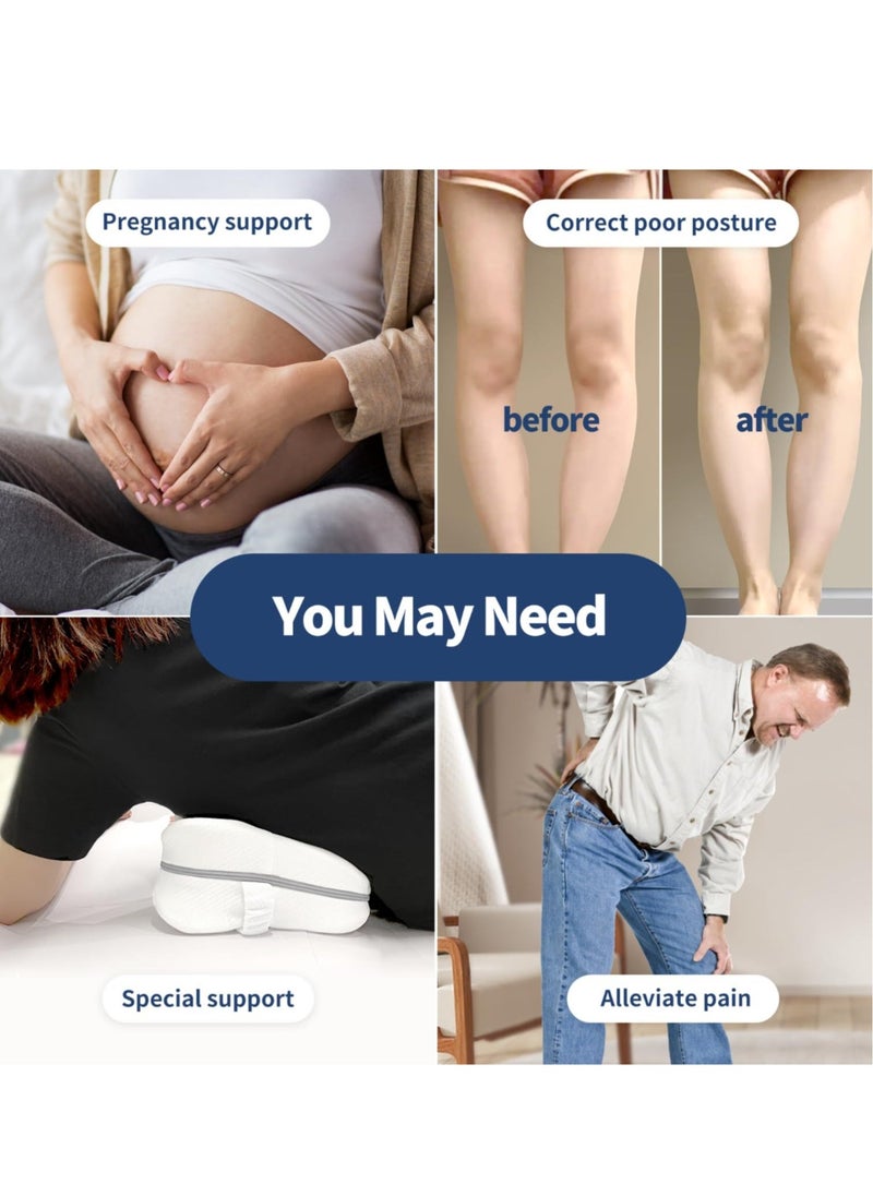 Memory Foam Knee Pillow for Side Sleepers, Ergonomic Contoured Support for Back, Hips, Knees , Pain Relief for Pregnancy, Sciatica ,Breathable Cover, Elastic Strap - Image 5