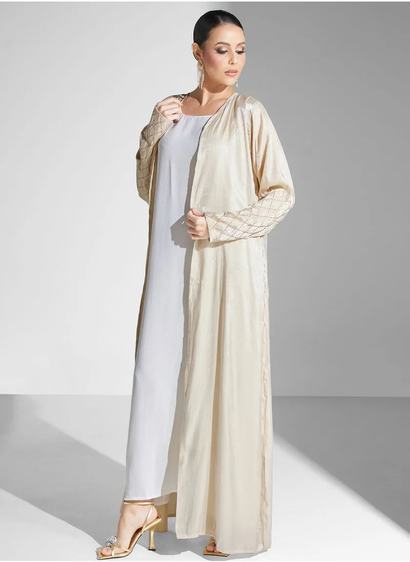 hayas closet Embellished Front Open Abaya