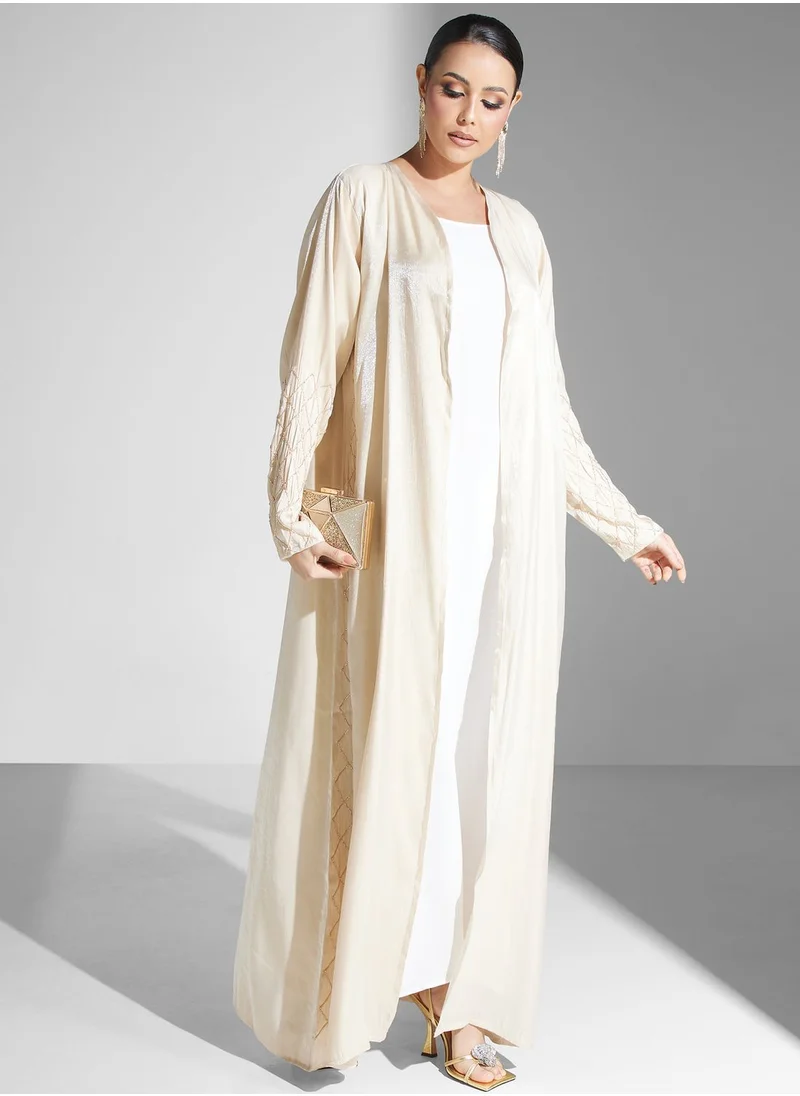 hayas closet Embellished Front Open Abaya