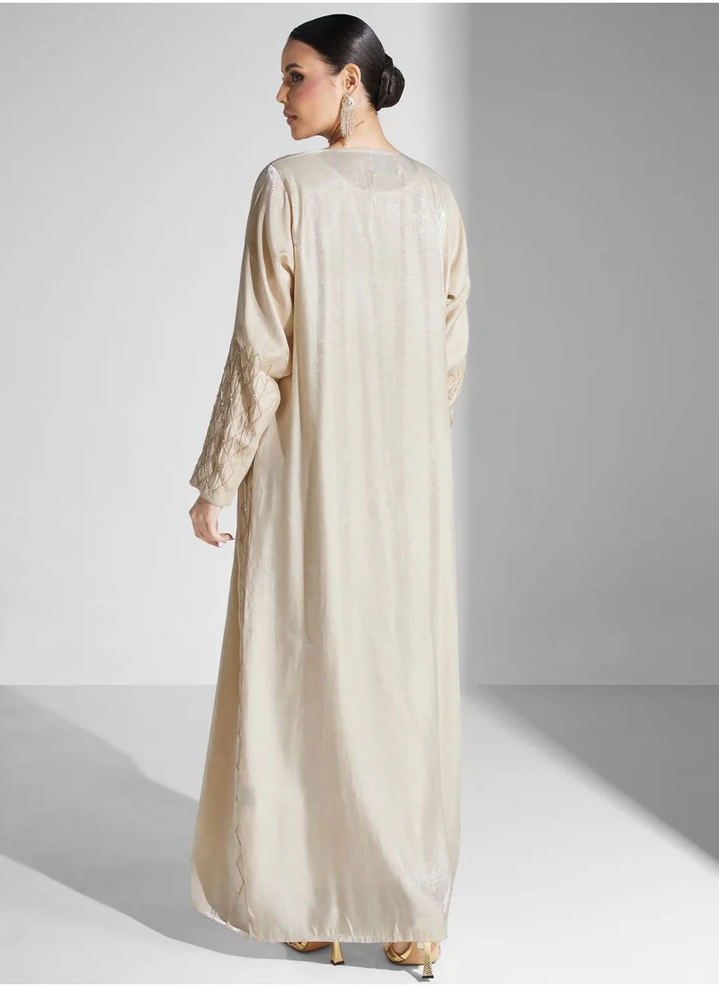 hayas closet Embellished Front Open Abaya