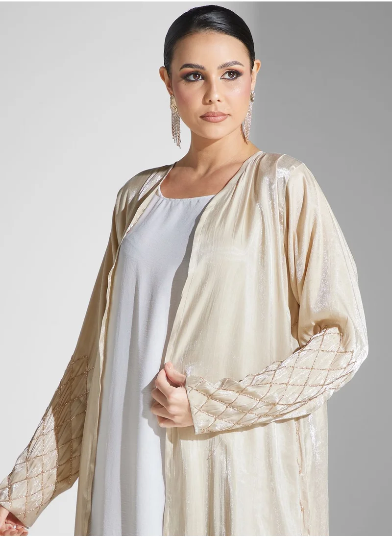 hayas closet Embellished Front Open Abaya