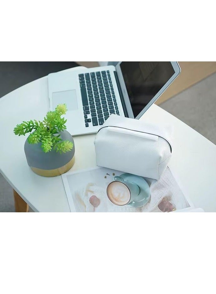 Decorhills Leather Tissue Box Cover for Home, Office, Car – Decorative PU Leather Tissue Holder for Living Room, Bedroom – Elegant, Compact Tissue Organizer – Fits Standard Boxes – 20x13x10cm, 250g - Image 1