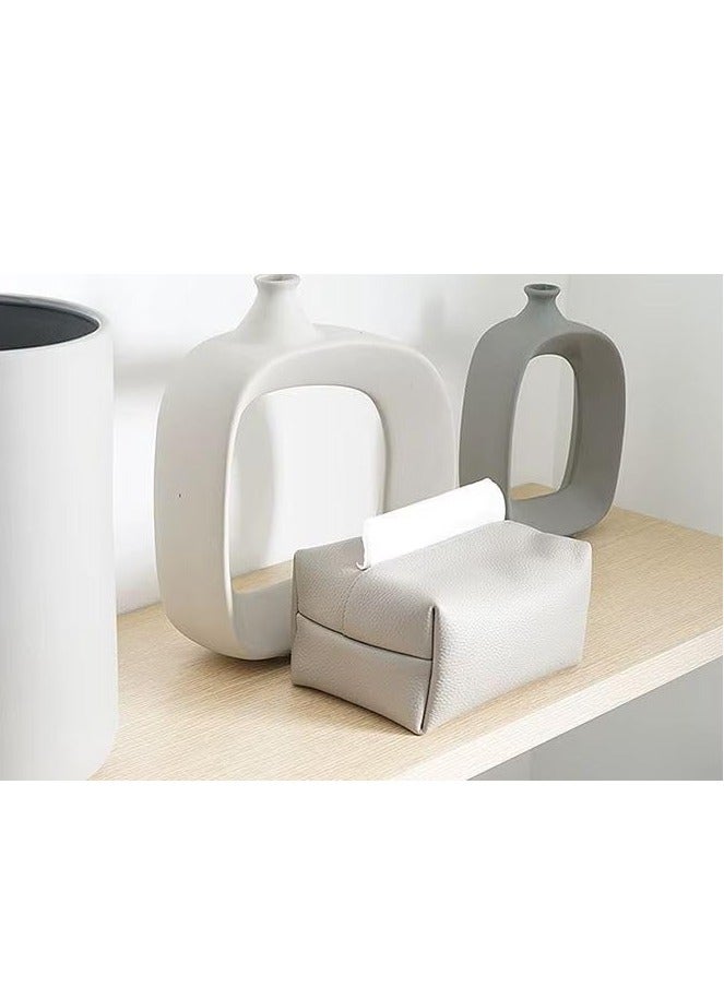 Decorhills Leather Tissue Box Cover for Home, Office, Car – Decorative PU Leather Tissue Holder for Living Room, Bedroom – Elegant, Compact Tissue Organizer – Fits Standard Boxes – 20x13x10cm, 250g - Image 2