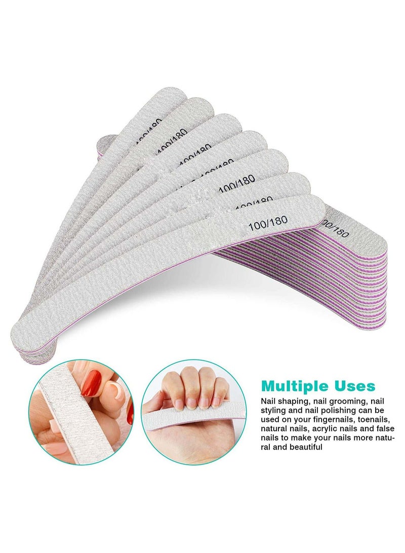 Y&D Nail Files Professional File Set Curved Fingernail files 100/180 grit Double-Sided Emery Board Manicure Tools for Home and Salon Use 25PCS  - Image 3