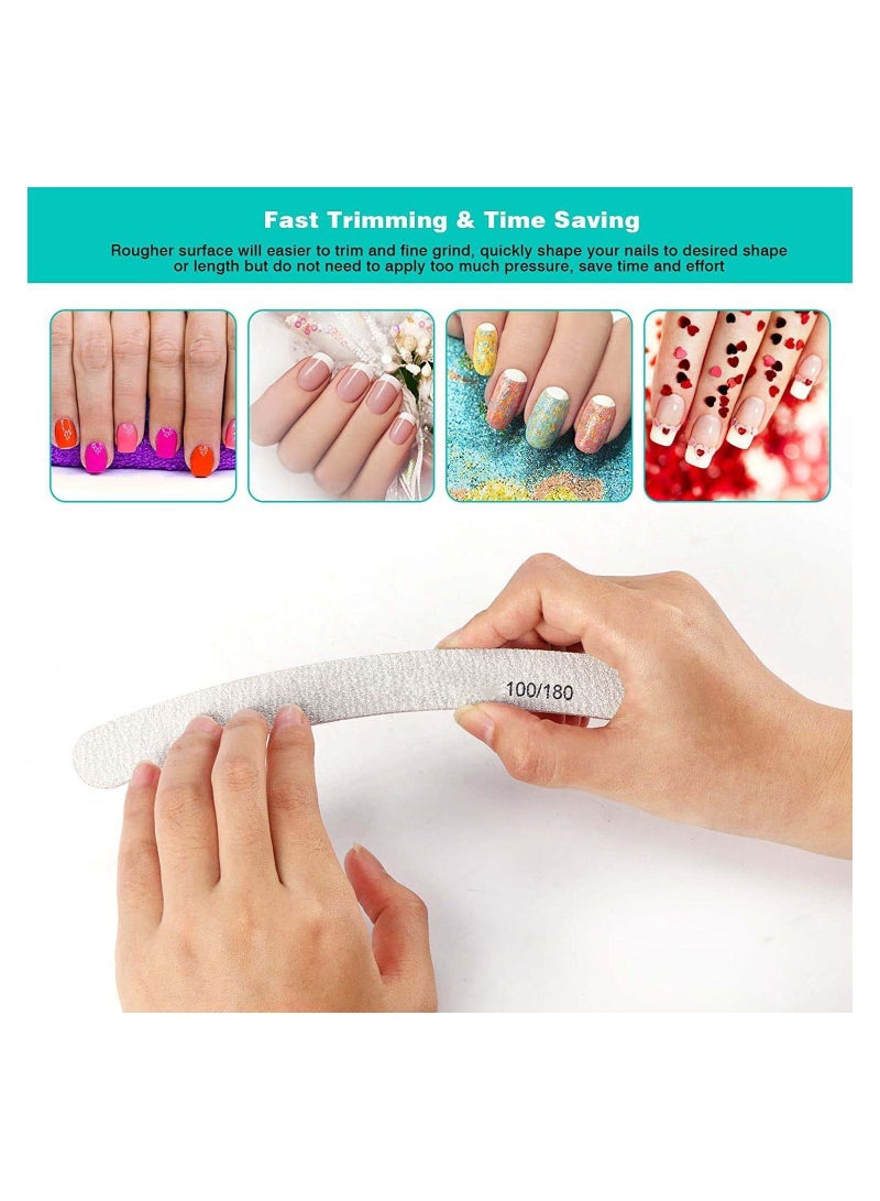 Y&D Nail Files Professional File Set Curved Fingernail files 100/180 grit Double-Sided Emery Board Manicure Tools for Home and Salon Use 25PCS  - Image 2
