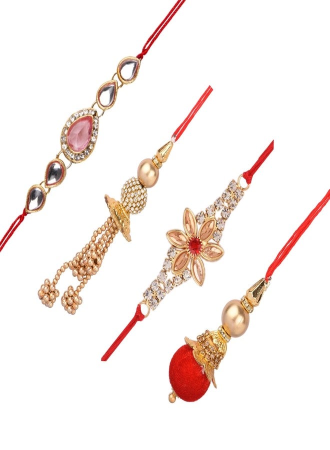 Efulgenz Combo of 2 Thread Dora Rakhi wtth 2 Lumba Set for Brother Bhaiya Bhabhi - Image 1