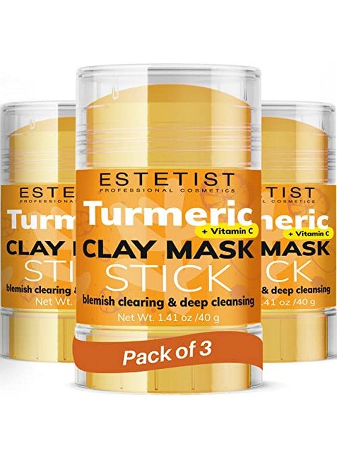 Estetist Turmeric Vitamin C Clay Face Mask Stick Set For Dark Spots Oil Control And Balance Facial Mask Deep Pore Cleanser Blackhead Remover Antiacne Treatment For All Skin Types Gift Pack Of 3 - Image 1