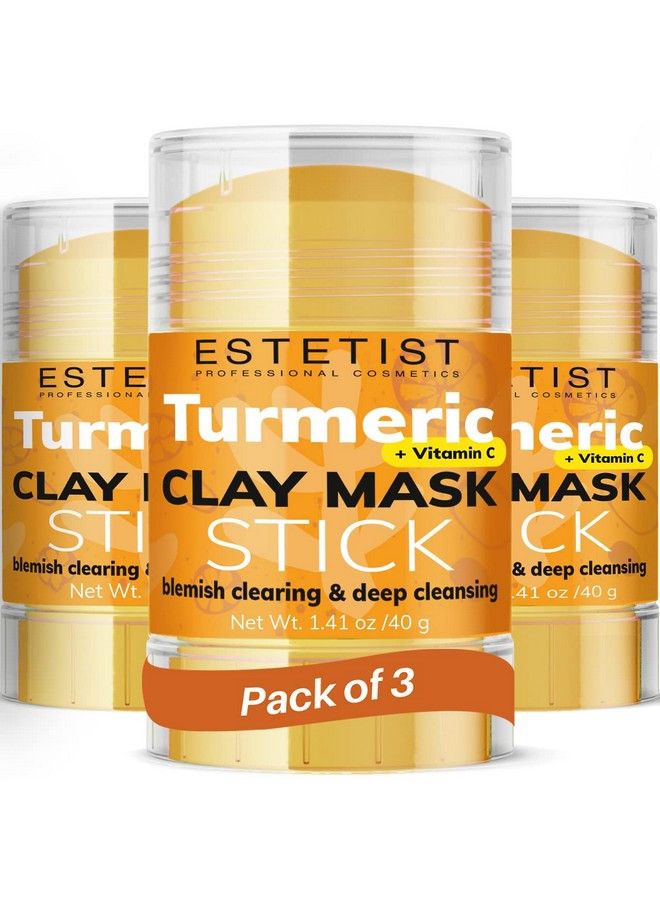 Estetist Turmeric Vitamin C Clay Face Mask Stick Set For Dark Spots Oil Control And Balance Facial Mask Deep Pore Cleanser Blackhead Remover Antiacne Treatment For All Skin Types Gift Pack Of 3 - Image 2