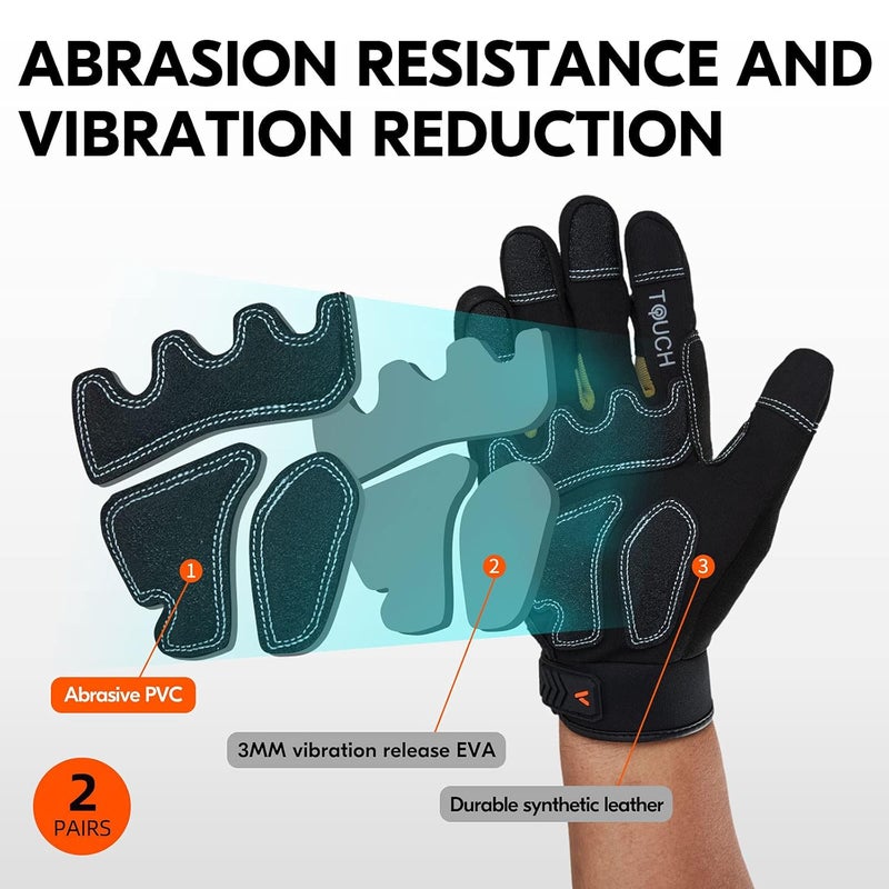 VGO ... 2-Pairs 32°F Waterproof High-Dexterity Heavy-Duty Winter Mechanic Gloves, Impact & Vibration Reduction (S, Black&Gold, SL8849FW) - Image 5