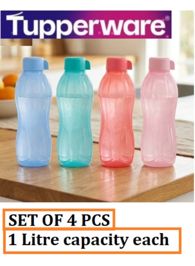 Tupperware Original Branded Reusable - Hydration Fridge Bottle - BPA-Free - Leak Proof - Ideal for Gym, Office, Home Sports, Work & School Eco Water Bottle, 1 Litre, Image colors (pink red Blue Green ) - 4 Piece - Image 1