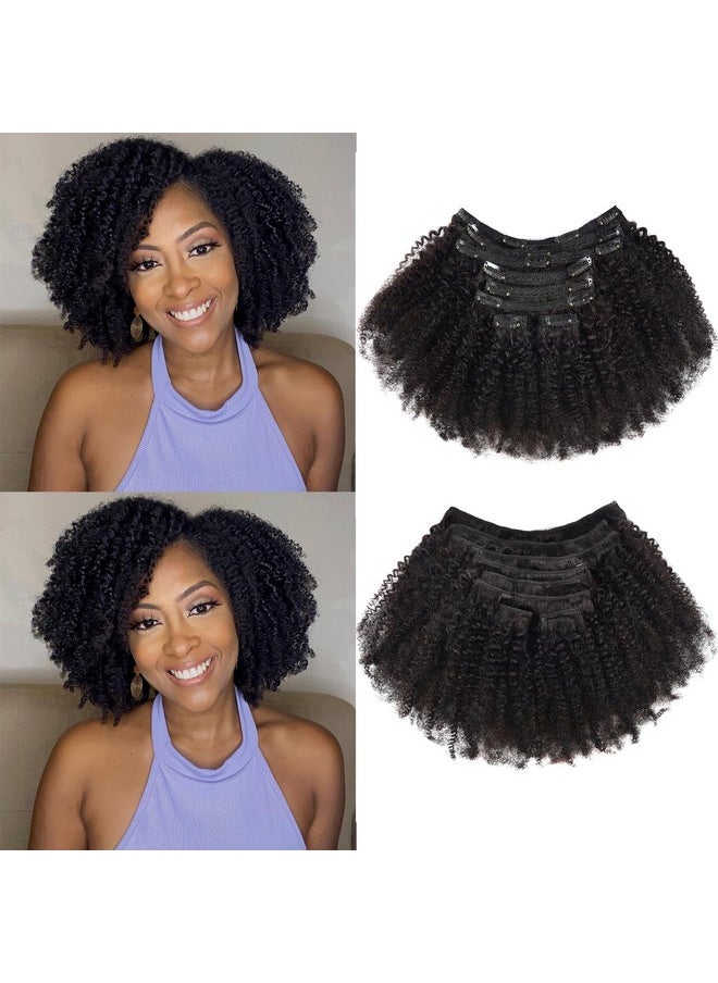 Beauty Youth - African American 4C Afro Kinky Curly Clip In Human Hair Extensions 10A Brazilian Remy Hair 8Pcs With 18 Clips Kinky Curly Hair Clip Ins Hair Extensions Natural Color 120G/Set - Image 1