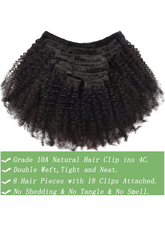 Beauty Youth - African American 4C Afro Kinky Curly Clip In Human Hair Extensions 10A Brazilian Remy Hair 8Pcs With 18 Clips Kinky Curly Hair Clip Ins Hair Extensions Natural Color 120G/Set - Image 1