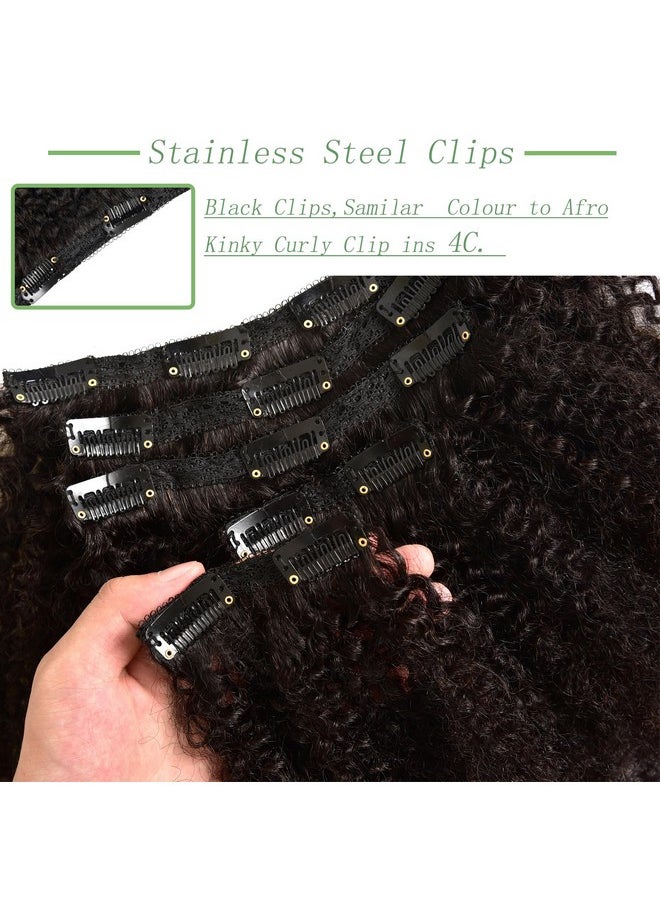 Beauty Youth - African American 4C Afro Kinky Curly Clip In Human Hair Extensions 10A Brazilian Remy Hair 8Pcs With 18 Clips Kinky Curly Hair Clip Ins Hair Extensions Natural Color 120G/Set - Image 1