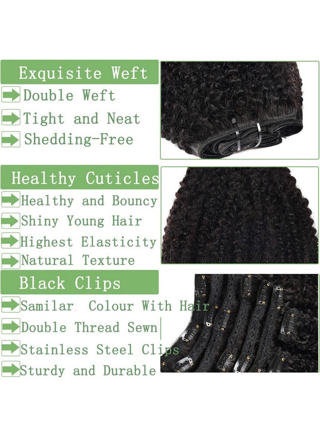 Beauty Youth - African American 4C Afro Kinky Curly Clip In Human Hair Extensions 10A Brazilian Remy Hair 8Pcs With 18 Clips Kinky Curly Hair Clip Ins Hair Extensions Natural Color 120G/Set - Image 1