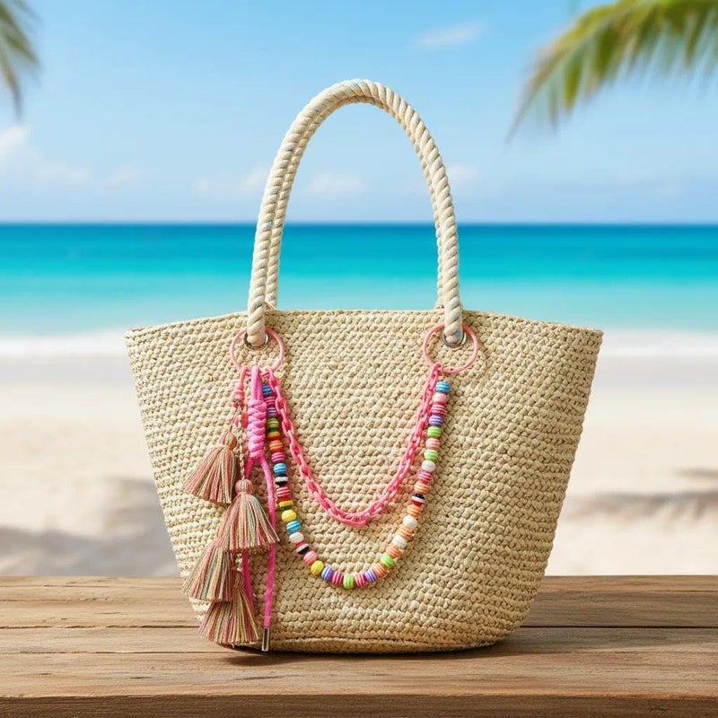QTMY Boho Tassel Beaded Chain Bag Charms for Bogg Bag Accessories Rubber Beach Bag, Boho Purse Charms,895-1 - Image 5