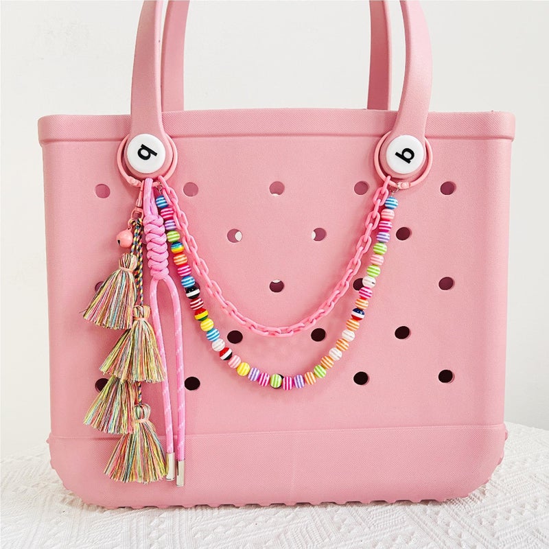 QTMY Boho Tassel Beaded Chain Bag Charms for Bogg Bag Accessories Rubber Beach Bag, Boho Purse Charms,895-1 - Image 3