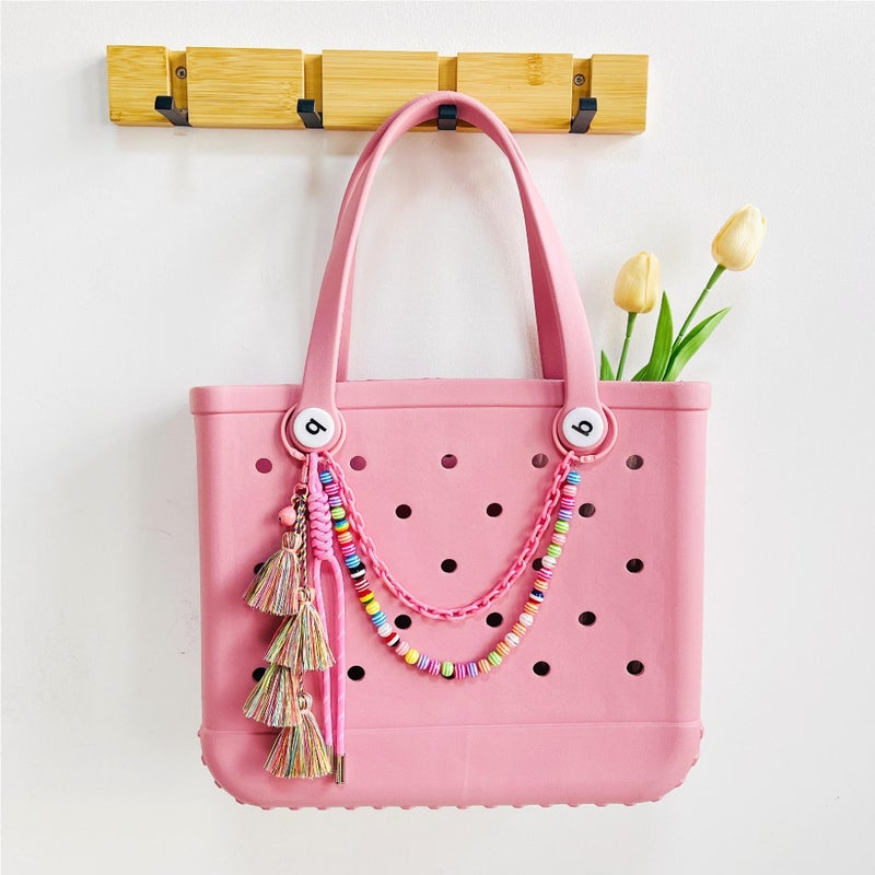 QTMY Boho Tassel Beaded Chain Bag Charms for Bogg Bag Accessories Rubber Beach Bag, Boho Purse Charms,895-1 - Image 2