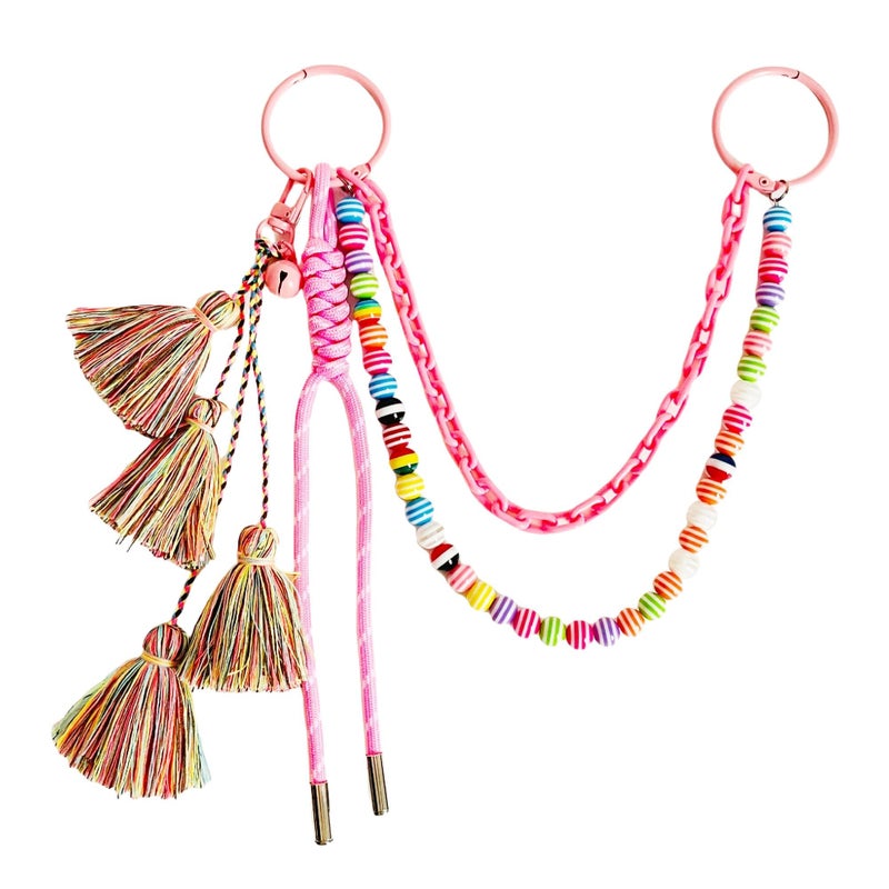 QTMY Boho Tassel Beaded Chain Bag Charms for Bogg Bag Accessories Rubber Beach Bag, Boho Purse Charms,895-1 - Image 1