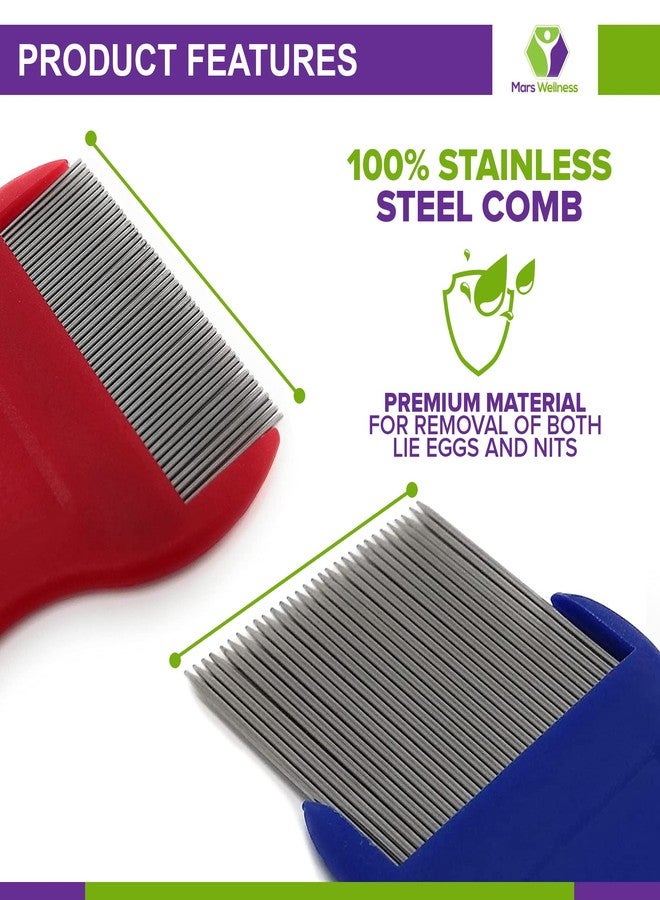 MARS WELLNESS Premium 5 Piece Lice Comb Kit - Nit Removal Fine Tooth Comb and Magnifier Full Treatment Set - Image 3