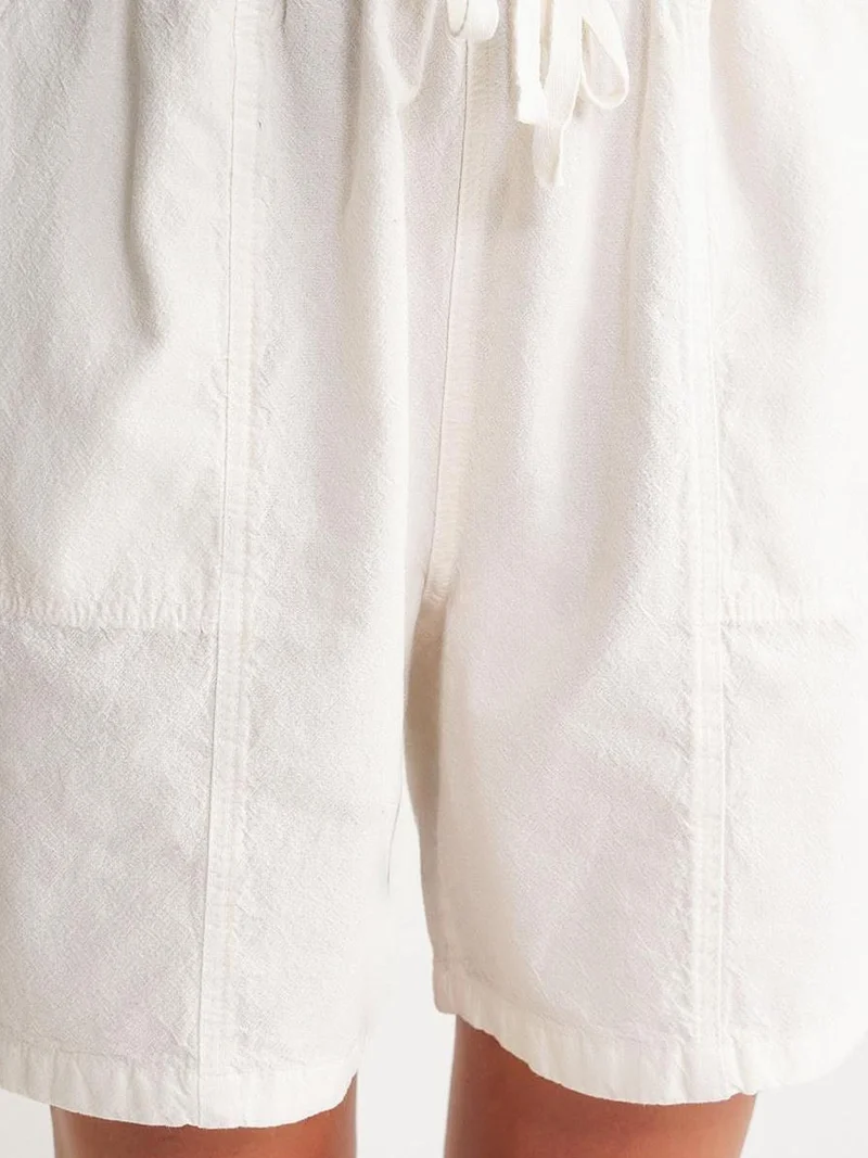 Mixray White Mixray High Waist Cotton Drawstring Mini Shorts for Women | Best Price UAE