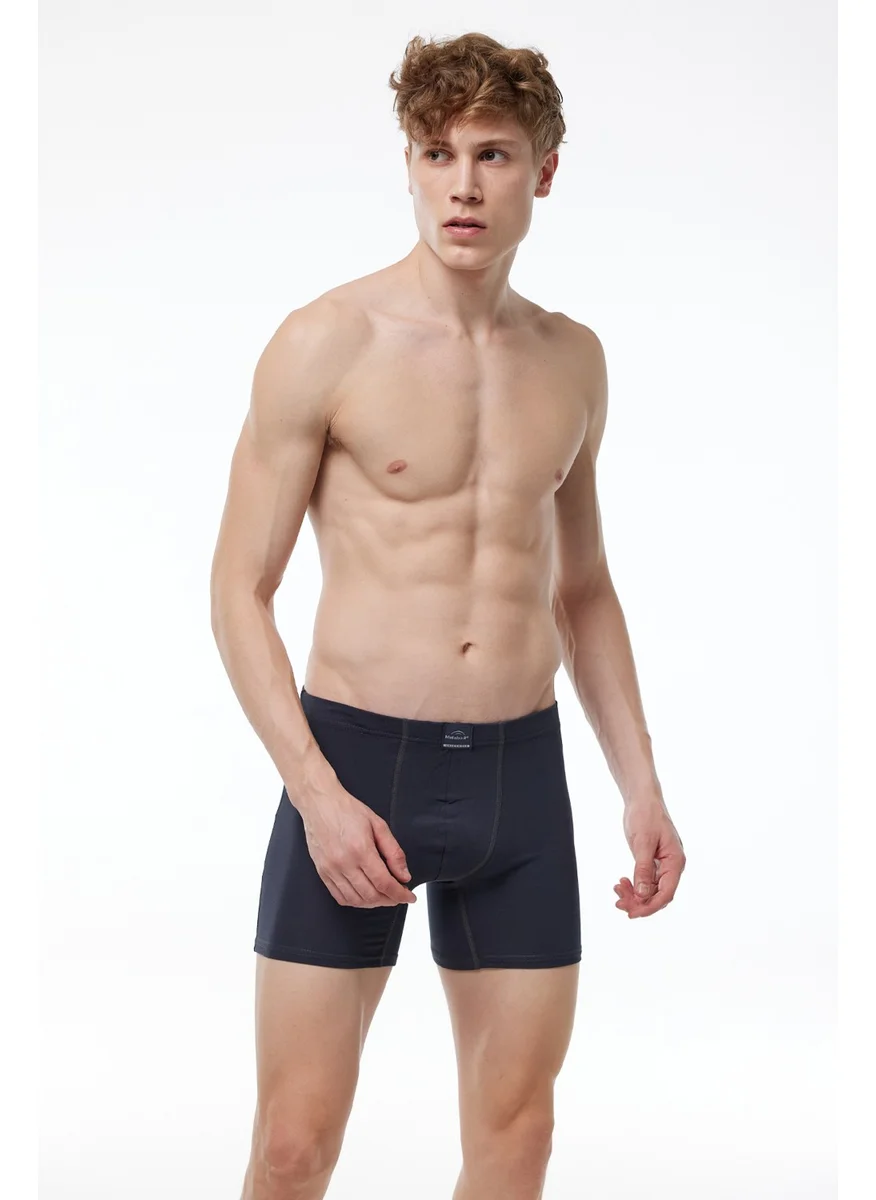 Malabadi Men's Black Gray Smoke 6 Piece Cotton Elastane Long Boxer 6M073
