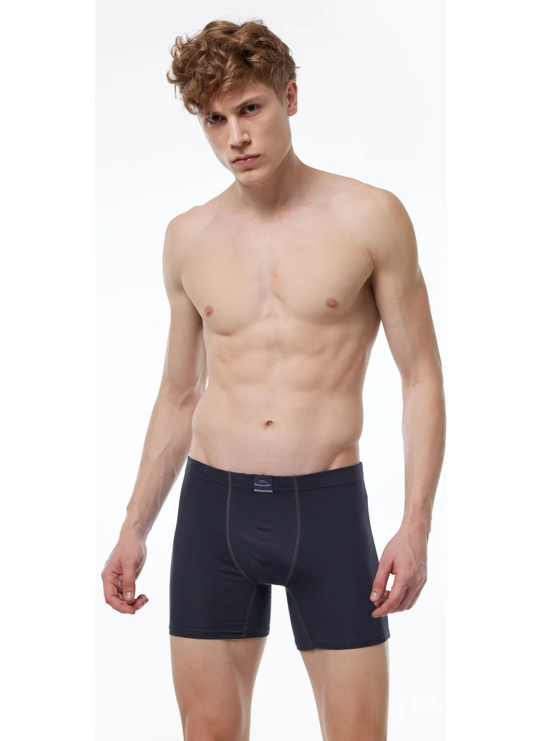 Malabadi Men's Black Gray Smoke 6 Piece Cotton Elastane Long Boxer 6M073