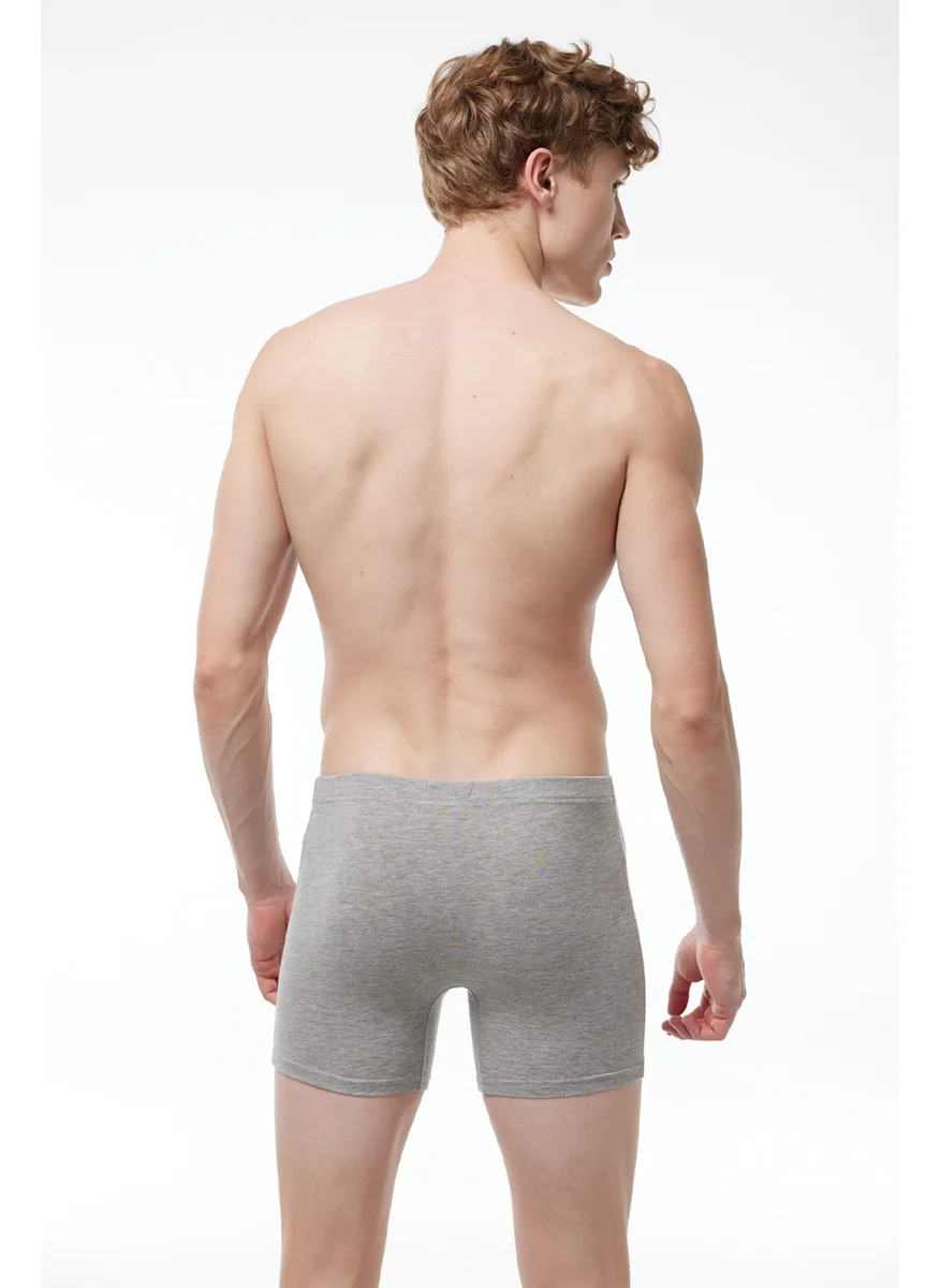 Malabadi Men's Black Gray Smoke 6 Piece Cotton Elastane Long Boxer 6M073