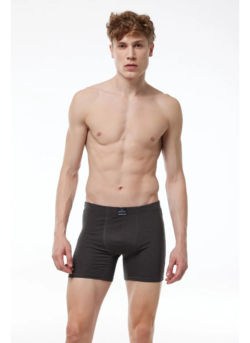 Malabadi Men's Black Gray Smoke 6 Piece Cotton Elastane Long Boxer 6M073