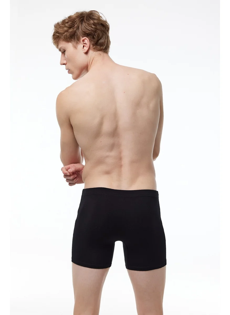 Malabadi Men's Black Gray Smoke 6 Piece Cotton Elastane Long Boxer 6M073