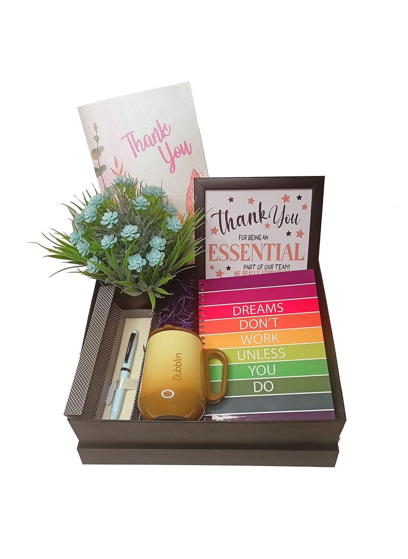 NorthLand Northland Thank You Gift Hamper - Mug, Diary, Pen, Artificial Desk Flower with Pot, Thank You Desk Frame, Thank You Greeting Card for Employees Corporate Gift Hamper 