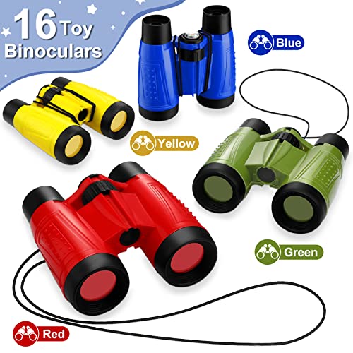 Deekin 16 Toy Binoculars for Kids with Neck String Learning Novelty Binocular Bulk Jungle Safari Hunting Party Favor for VBS Explorer Gifts Bird Watching Camping Hunting, 4.3 x 4.1 Inch(Multicolor) - Image 3