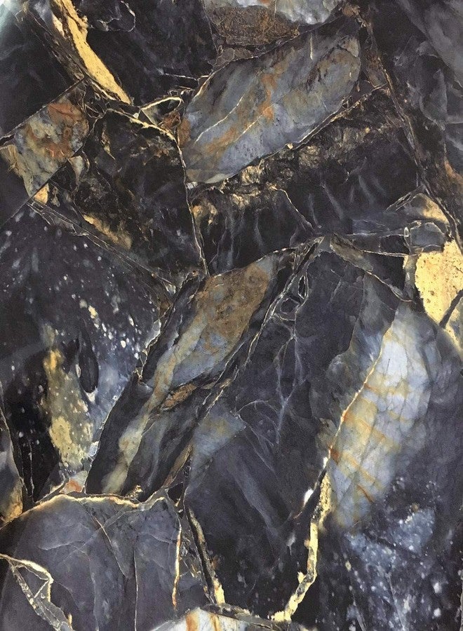 UPREDO Blue Stone Adhesive Marble Paper Granite Look Marble Effect Gloss Vinyl Peel and Stick Countertops Covering Sticker Sheet Roll 15.8inch by 79inch (15.8inch X 79inch, Blue Stone) - Image 2
