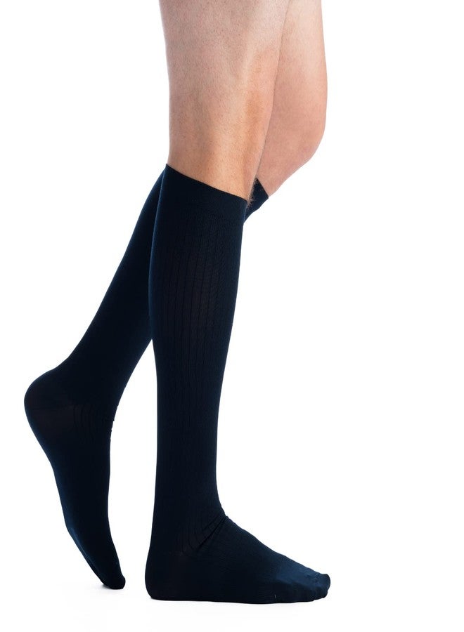 EvoNation Men’s USA made Knee High 20-30 mmHg Graduated Compression Socks - Moderate Pressure Compression Garment, Navy, Medium - Image 1