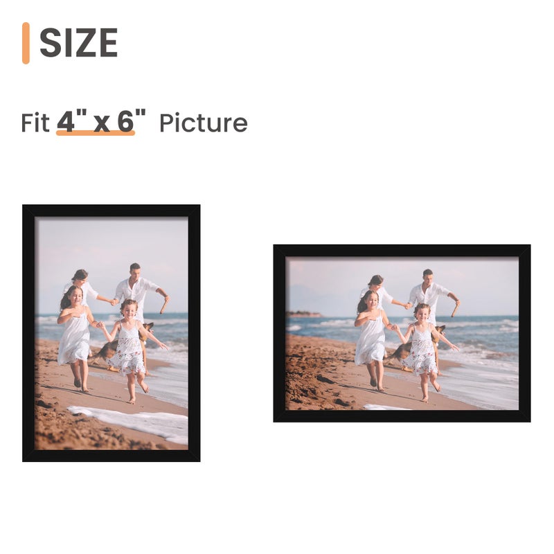 upsimples 4x6 Picture Frame Set of 3, Made of High Definition Glass for 4 x 6, Wall and Tabletop Display Thin Border Photo Frames for Home Decor, Black - Image 4